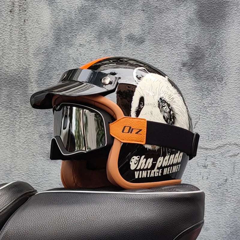 Retro semi-open motorcycle helmet cross-country motorcycle accessories motorcycle helmet 3/4 retro helmet in winter