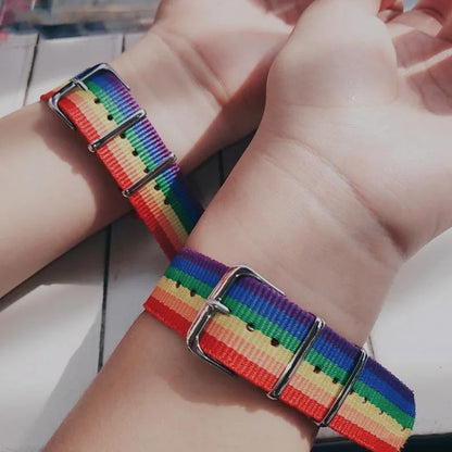 2/5pcs Pride Rainbow Strap Bracelets for Man Woman Adjustable Nylon Watch Band Charm Wristband Trendy LGBT Frienship Jewelry