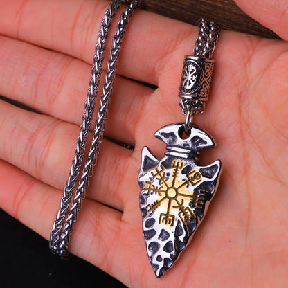 Vintage Vegvisir Viking Compass Pendant Necklace for Men Stainless Steel Fashion Nordic Amulet Beaded Necklace Jewelry Wholesale