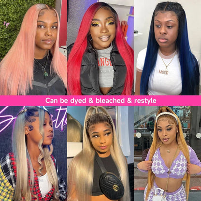 1B 613 Blonde Ombre Human Hair Wigs 13x6 Lace Front Wig Pre Plucked HD Transparent Lace Blond Black Roots Straight 180% Density