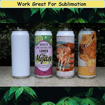 500ML DIY Sublimation Tumbler Cans Stainless Steel Thermos Bottle With Straw Coke Can Travel Car Vacuum Flasks Drink Cup