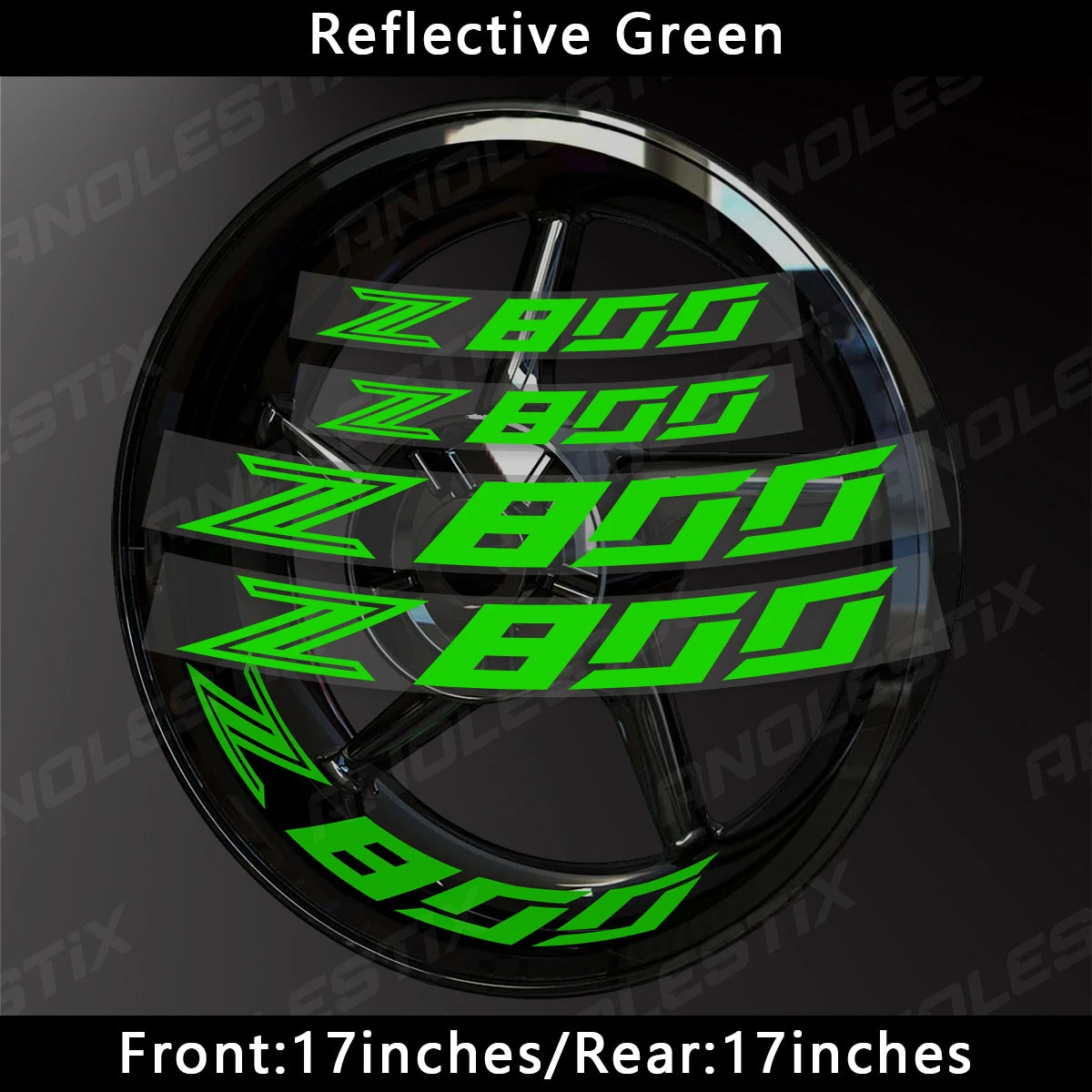 AnoleStix Reflective Motorcycle Wheel Sticker Hub Decal Rim Stripe Tape For Kawasaki Z800 2018 2019 2020 2021 2022 2023 2024