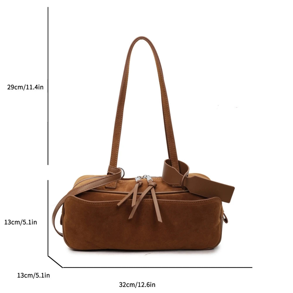 MOODS 2025 Autumn Latest Commute Shoulder Bags For Women PU Suede Pure Color Large Capacity Boston Bag Luxury Designer Handbags