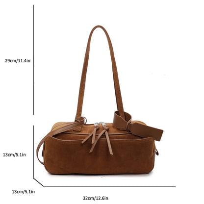 MOODS 2025 Autumn Latest Commute Shoulder Bags For Women PU Suede Pure Color Large Capacity Boston Bag Luxury Designer Handbags
