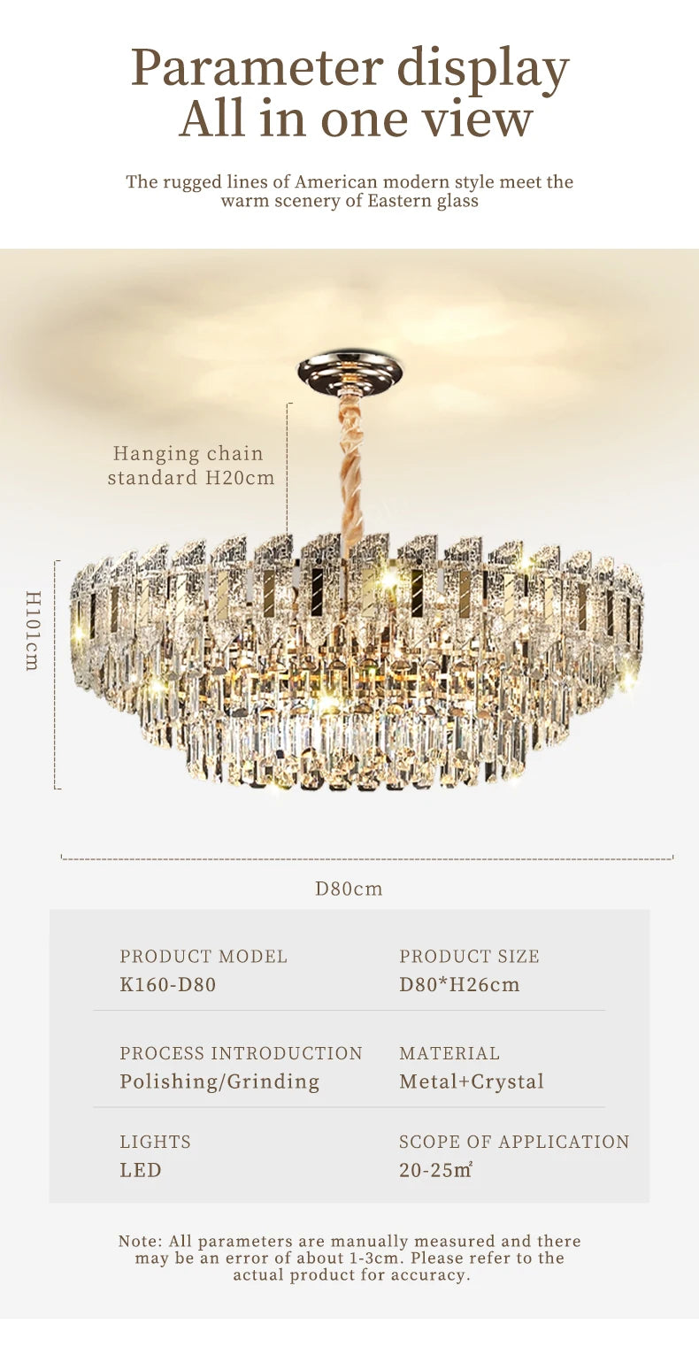 Crystal Hanging Lamps for Living Room Chandelier for Dining Room French Large Nordic Bedroom HQ Ceilling Light Pendant Lamp