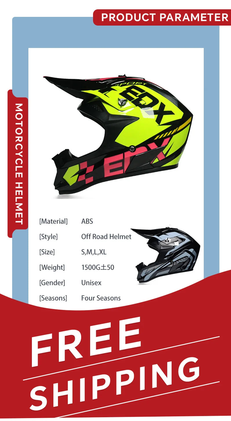 DOT Approved Off Road Helmet with Goggles Motocross Helmet Dirt Bike ATV Motorcycle Helmet Moped Dirtbike Racing Dirtbike Helmet