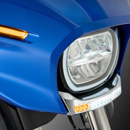New Motorcycle GOAT-E LED Fairing Light Chrome Amber/White For Harley CVO Electra Street Glide Ultra FLHXU FLHX FLHXSE 2024 2025