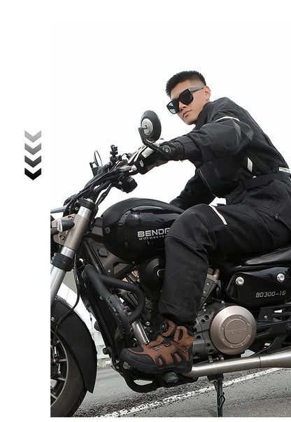 Men Motorcycle Riding Boots Waterproof Cowhide Leather Breathable Anti-Slip Wear-Resistant Street Moto Shoes