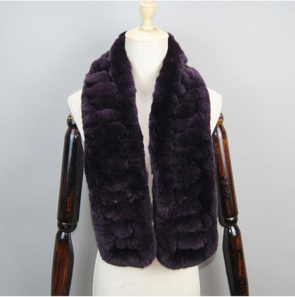 Winter Women Knitted Real Rex Rabbit Fur Scarf Natural Soft Long Style Rex Rabbit Fur Muffler Lady Warm 100% Genuine Fur Scarves
