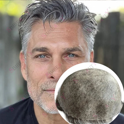 Super Micro Skin Grey 1B65 1B40 Human Hair Toupee Natural Hairline Hair Loss Solution Durable Black White Prosthes Replacement S