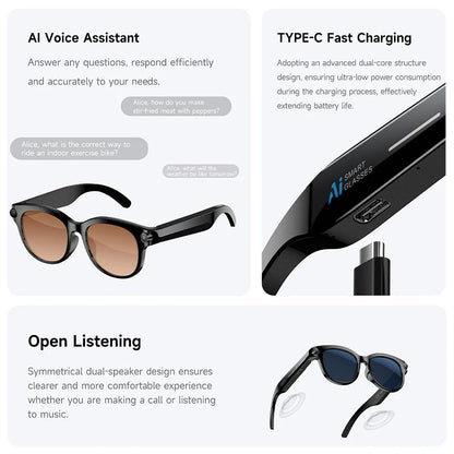 2026 New Smart Glasses Listening To Music Open Listening AI Translation AI Voice Assistant AI Image Recognition Smart Glasses
