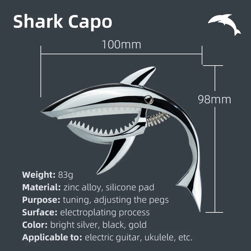New Shark-Shaped Capo, High Aesthetic Appeal, Personalized Folk Guitar Capo, Metal Clip, Guitar Capo Accessory