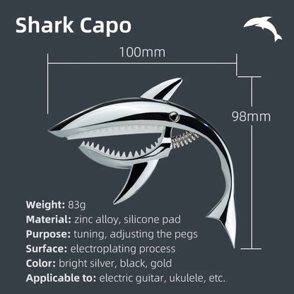 New Shark-Shaped Capo, High Aesthetic Appeal, Personalized Folk Guitar Capo, Metal Clip, Guitar Capo Accessory