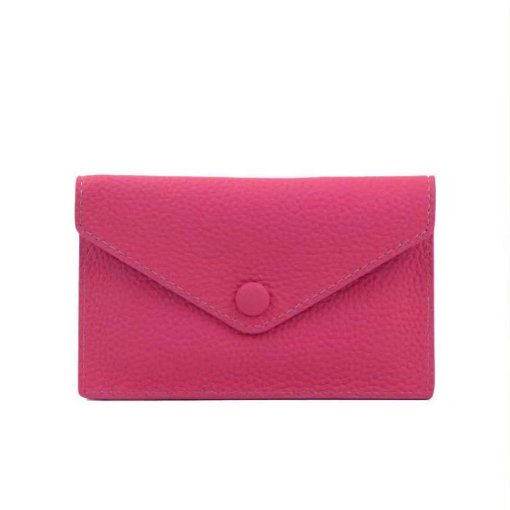 Customized letters, genuine cowhide leather, women's ultra-thin card wallet, women's short envelope, women's wallet