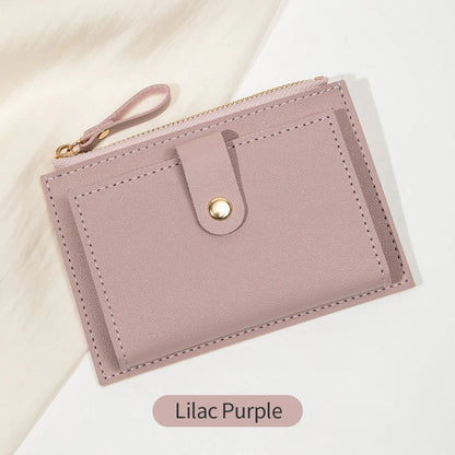 Minimalist and Fashionable Women's Short Card Bag Ultra-Thin Mini PU Leather Zero Wallet Women's Credit Card Holder Wallet