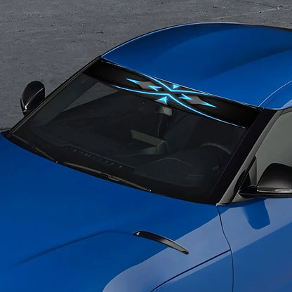 1-Piece Tech Blue Line Cross Pattern Car Stickers: 1-Piece Set - Waterproof, Scratch Resistant, Suitable for All Models - Auto