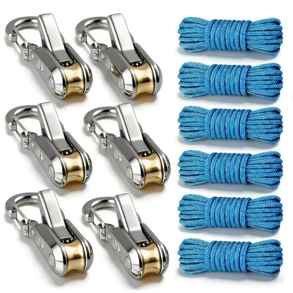 2-6 Set Rope Tying Tool and Tensioner with Roller Tensioner Retractable Buckle with Accessory Rope Suitable for Camping