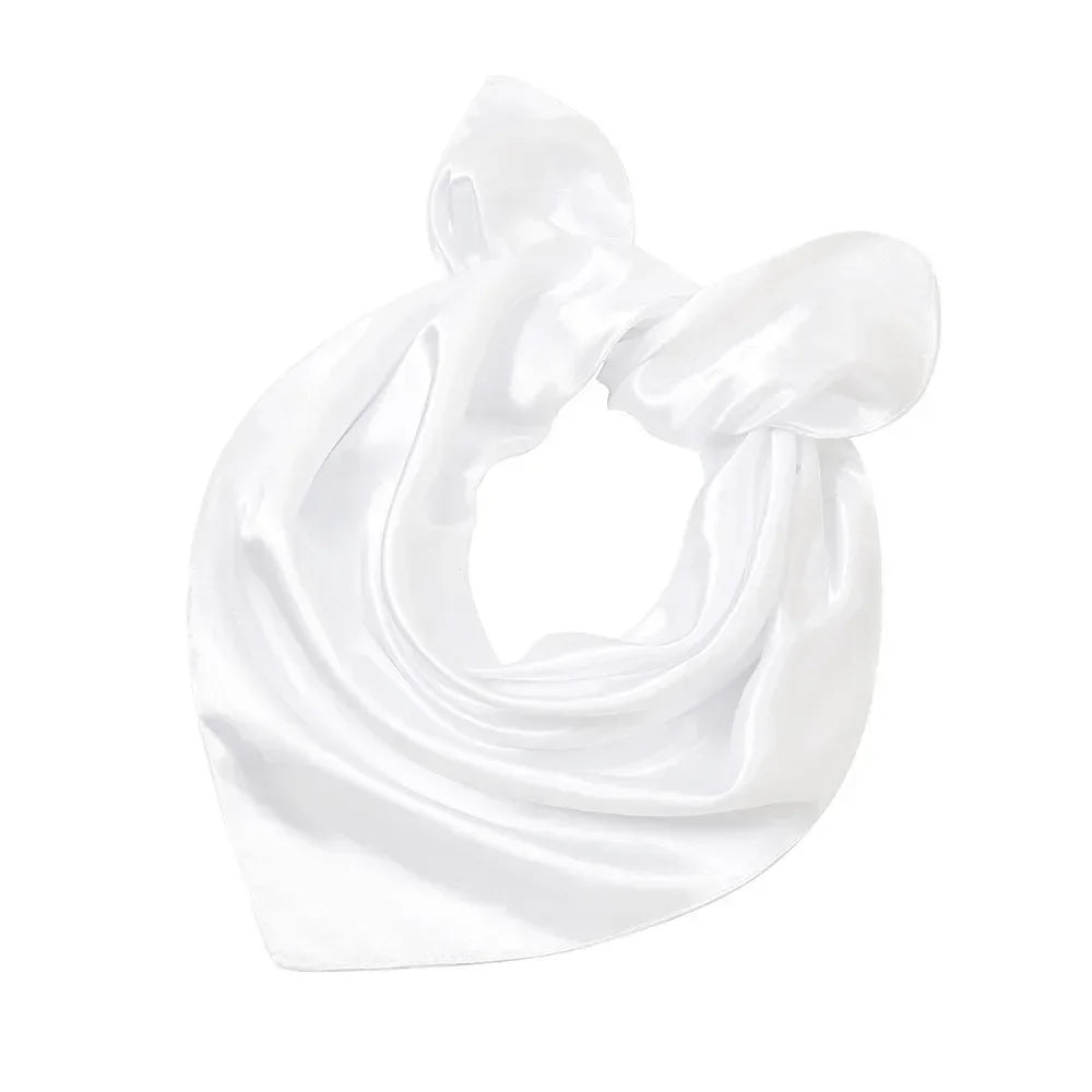 60x60cm Solid Colors Neckerchief Scarf For Women Silk Satin Headband Hair Scarves Female Square Shawls Head Scarfs