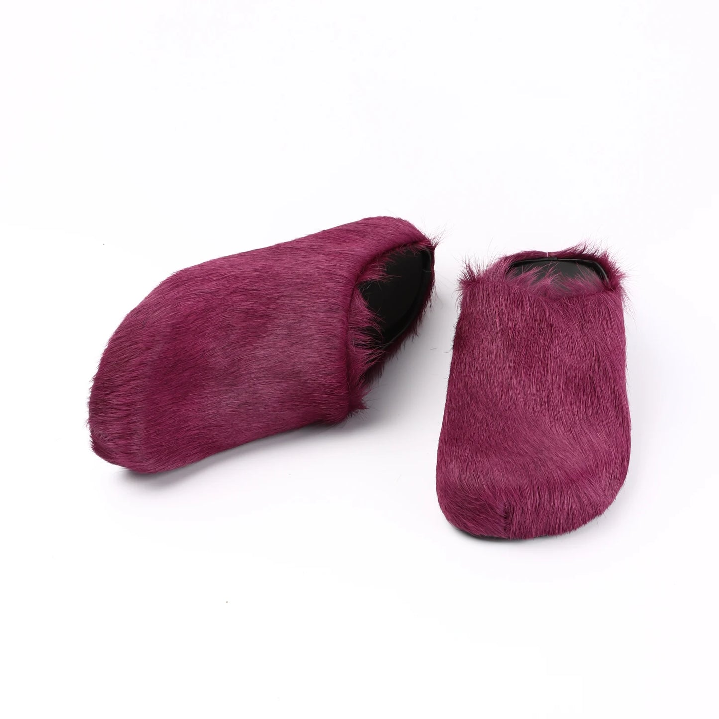 2026 Horsehair Italy Real Leather Slides fur Slippers Women Mule Runway Flats Thick Sole Leisure Luxury Designer Shoes