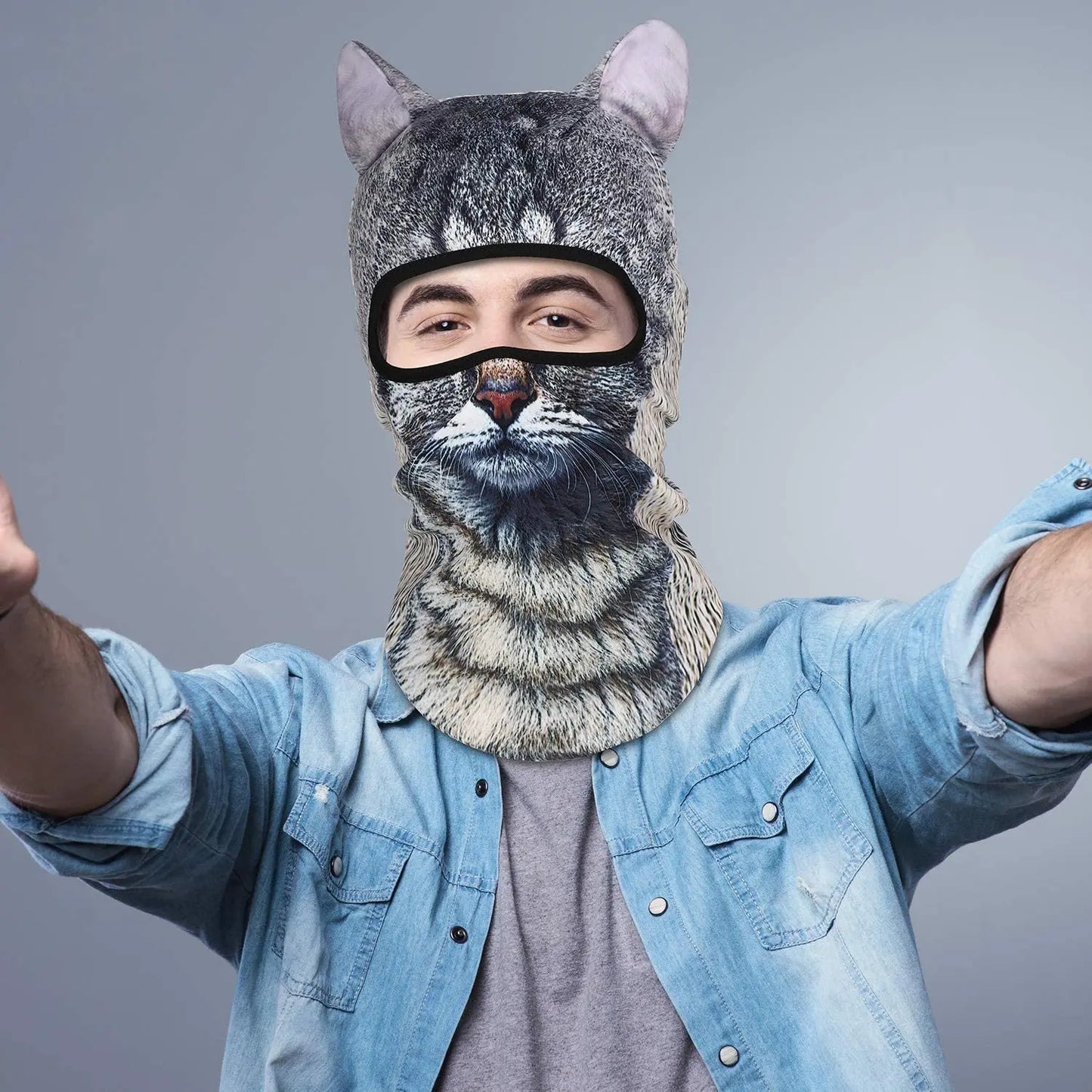 3D Animal Balaclava Bicycle Cycling Ski Hats Party Cat Dog Full Face Mask Funny Neck Gaiter Windproof Soft Animal with Ears Hats