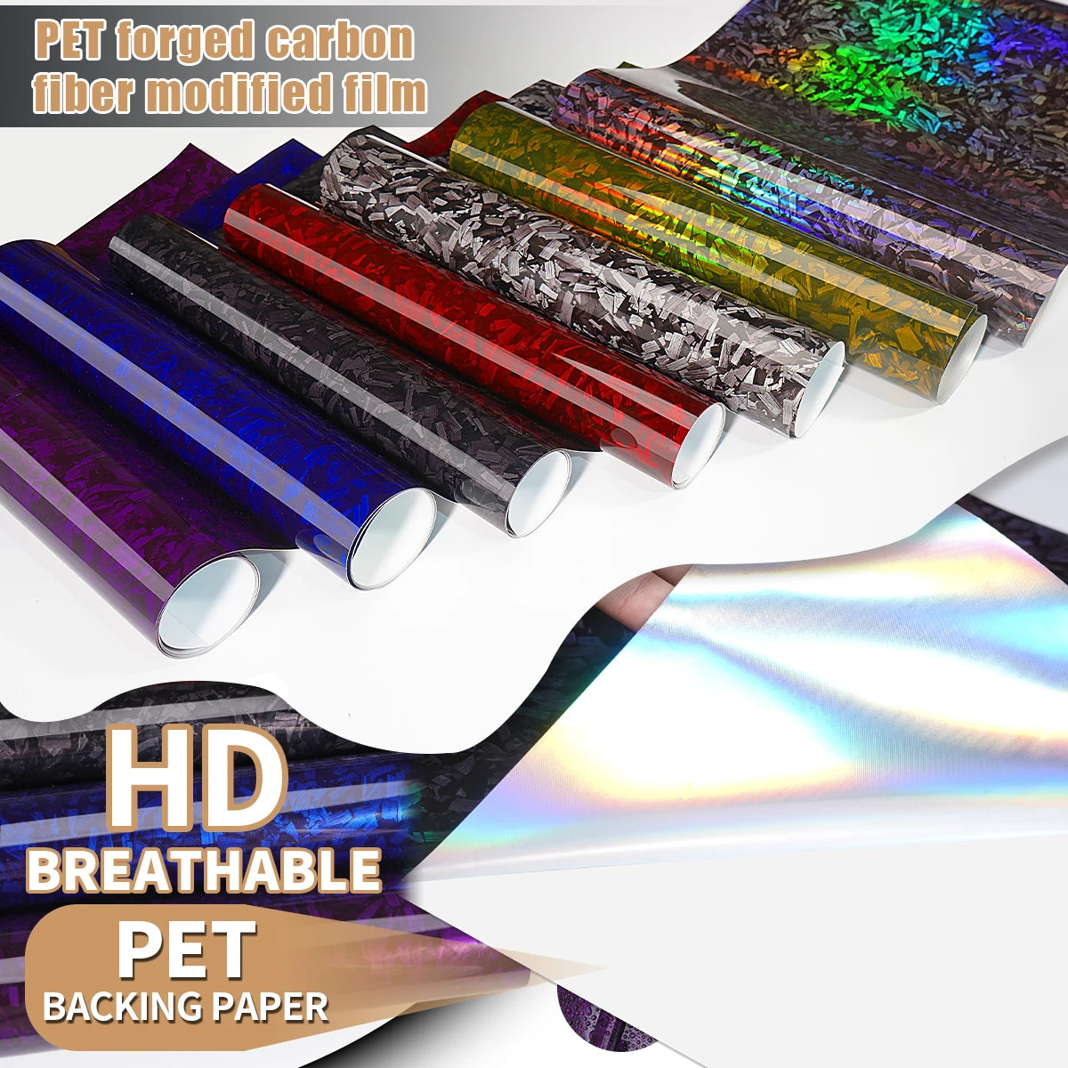 300cm*50/30cm High Glossy Black Gold Silver Red Forged Carbon Fiber Vinyl Wrap Film on the Hood Adhesive Vinyl for Car Stickers