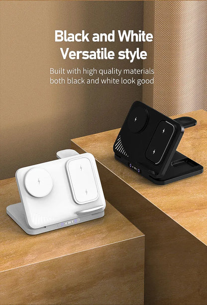4 in 1 Dual Phone Wireless Charger Stand Magnetic Fast Charging For iPhone 17~12 Samsung S25 Xiaomi Airpods Pro Apple Watch 11~2