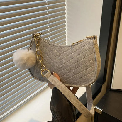 Mini Women Shoulder Bags Fashion Felt Women's Bag Design Advanced Underarm Handbags Mini Saddle Bag