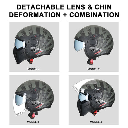 Full Face Open Face Motorcycle Helmet Double Lens Folding Modular Helmet Man Woman Retro Moto Integral Helmet