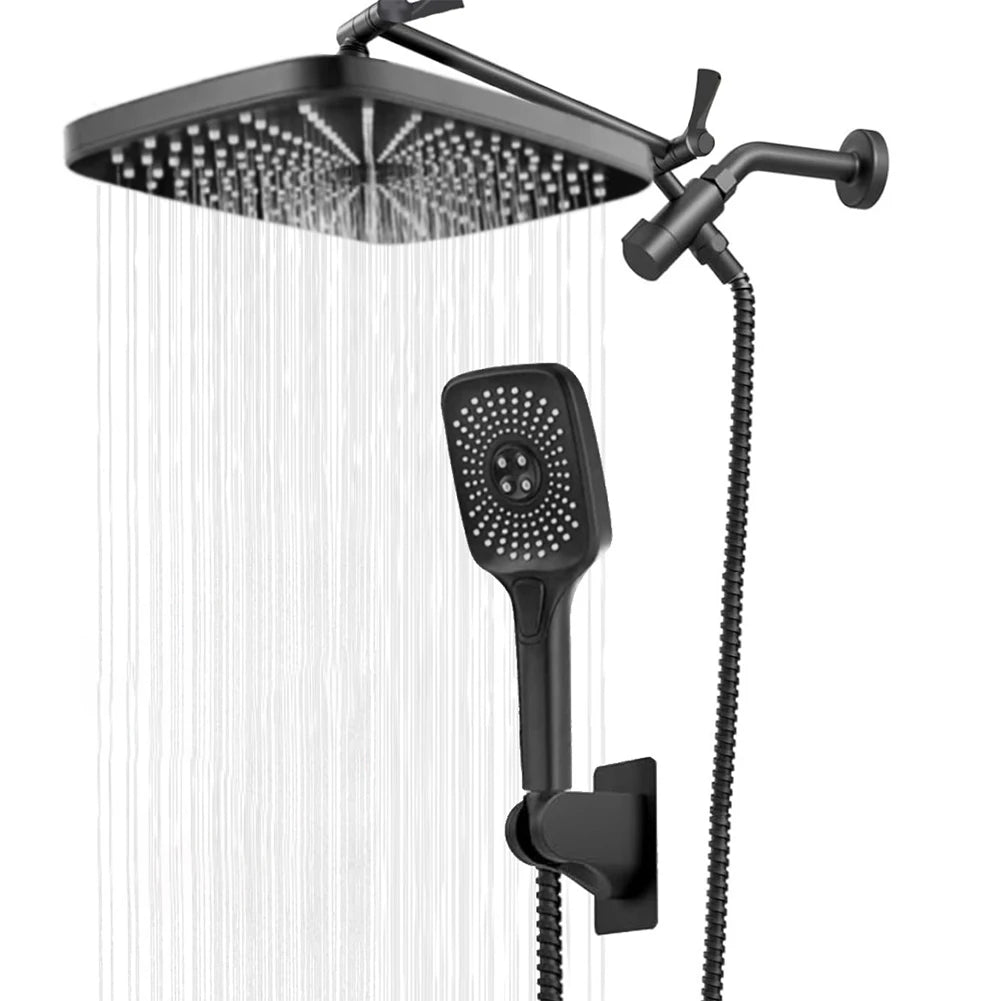 12 Inch Rain/Rainfall Shower Heads 3+1 Settings Top Spray Wall-Mount Shower Set with Extension Arm Handheld Top Spray Showerhead