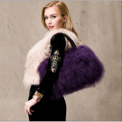 Wool Bag Cute And Versatile Winter Handbag Wool Large Capacity Woman Bags Relaxed Texture Furry Women Fashion Tote Shoulder Bag