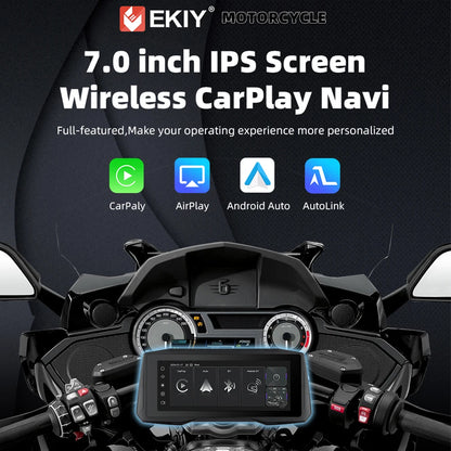 EKIY 7 inch Wireless CarPlay Moto Android Auto Portable Digital Motorcycle Dashboard GPS Navigation Display Screen Monitor TPMS
