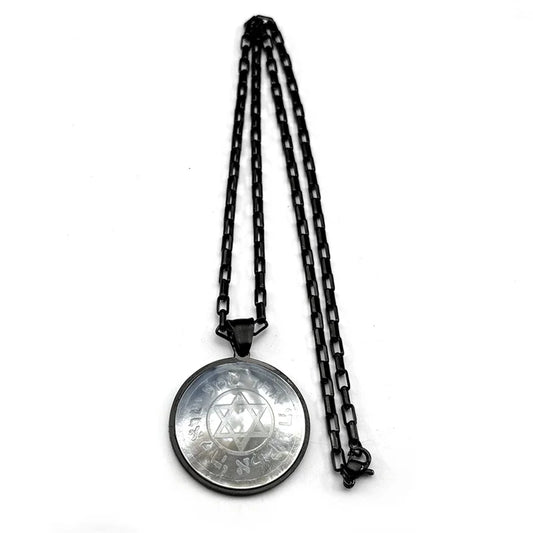 Hebrew Star of David Natural Shell Pendant Necklace for Women Men Stainless Steel Gold Silver Color Jewish Bless Chain Jewelry
