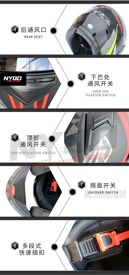 KUQIBAO motorcycle bluetooth helmet double lens uncovered motorcycle helmet with FM large capacity 1200mAh flip helmet
