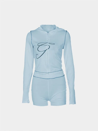 2025 Spring Fashion New Casual Women's Sets Long Sleeve Zipper Hoodie Tops and Pants Streetwear White Two 2 Piece Set Outfits