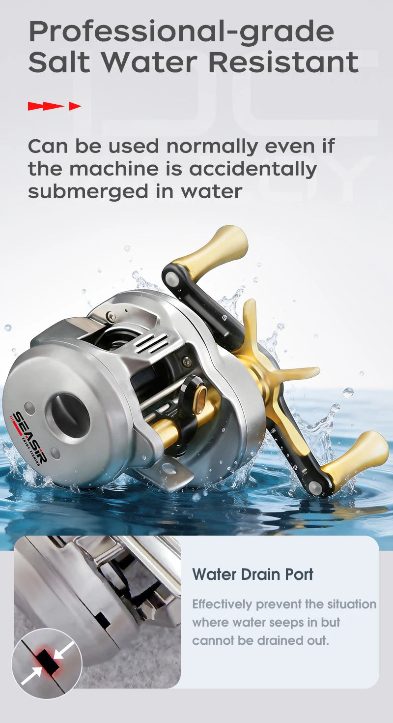 SEASIR DC Alloy ALL-metal Round reel DC Drum Digital Control Ultralight 166g Saltwater Metal Guide Baitcast Fishing Reel