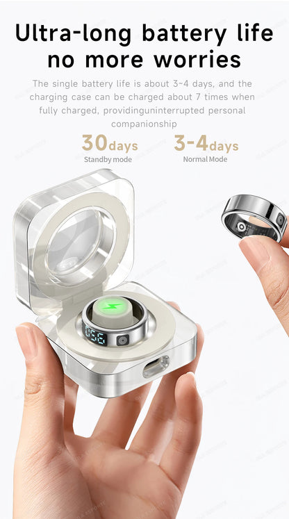 Display Screen Smart Ring Bluetooth Connection Heart Rate Sleep Monitoring Multi-function Ring Multiple Sports Modes Waterproof