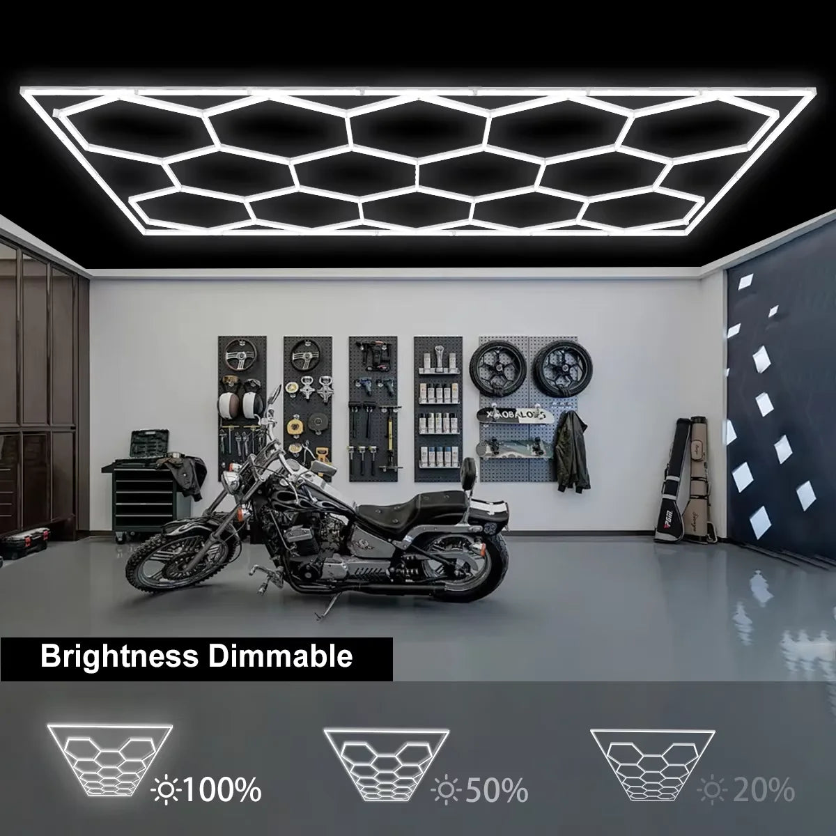 Hexagon Dimmable LED Ceiling Light Modern Honeycomb Panel with 3-Level Dimming 100%/50%/20% for Living Room Bedroom Salon Garage
