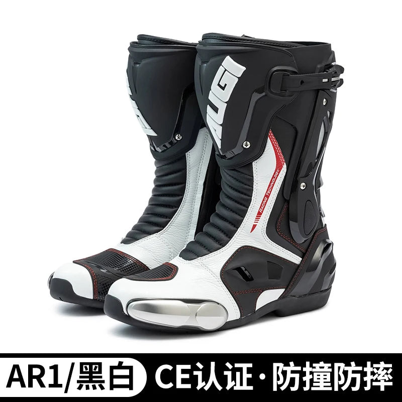 Green Motorcycle Boots Waterproof Motorcycle Boots Impact Resistant Botas De Seguridad Hombre Non-slip Botas De Moto Lightweight