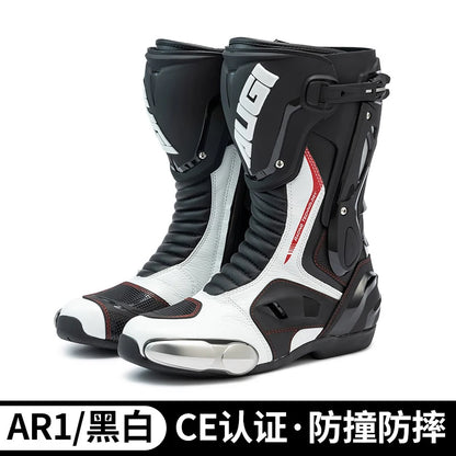Green Motorcycle Boots Waterproof Motorcycle Boots Impact Resistant Botas De Seguridad Hombre Non-slip Botas De Moto Lightweight