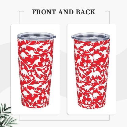 Stainless Steel Tumbler Dinosaur Silhouette Mugs Cup With Straws Animal Beach Cold Drink Water Bottle Insulated Thermal Mug