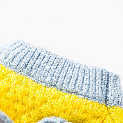 Diamond Grid Solid Cat Sweaters Warm Wool Knitting Winter Sphinx Small Dogs Clothing Ruffle Sleeve Female Girl Puppy Overalls
