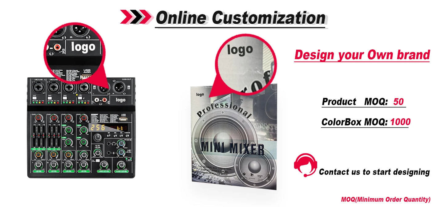 GAX-GT6  Professional 6-channel audio mixer, portable audio card, mixer，6-channel DJ controller/audio console mixer