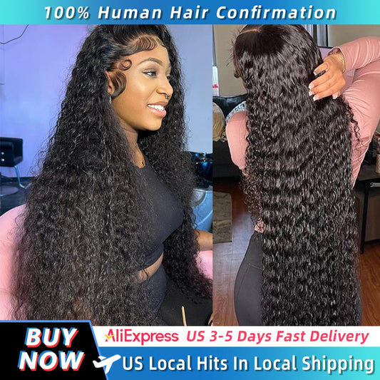 250 Density Deep Wave Human Hair Lace Front Wig 13x6 HD Transparent Lace Frontal Wigs 13x4 Pre Plucked 360 Curly Wigs For Women