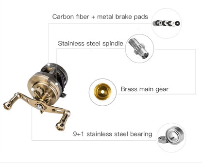 SEASIR JH All METAL Drum Baitcasting Reel CNC Machining Technology 9+1BB Max Drag 7kg Saltwater Fishing Reels