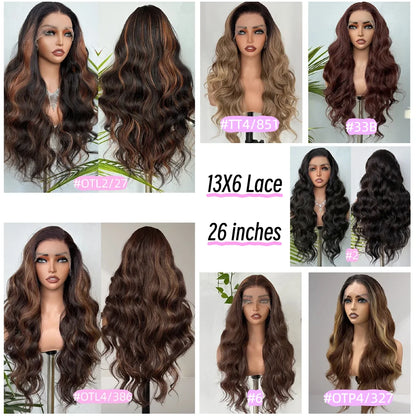 X-TRESS Synthetic Lace Front Hair Wigs for Women 32inch Long Loose Wave Black Color 13X6 Lace Frontal Wig with Natural Baby Hair