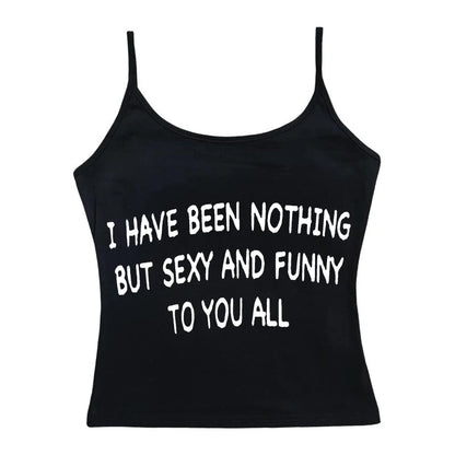 Japanese 2000s Style Y2k Crop Top Sexys T-shirt Vintage Goth Letter Summer Woman Korean Popular Streetwear Tanks & Camis Clothes