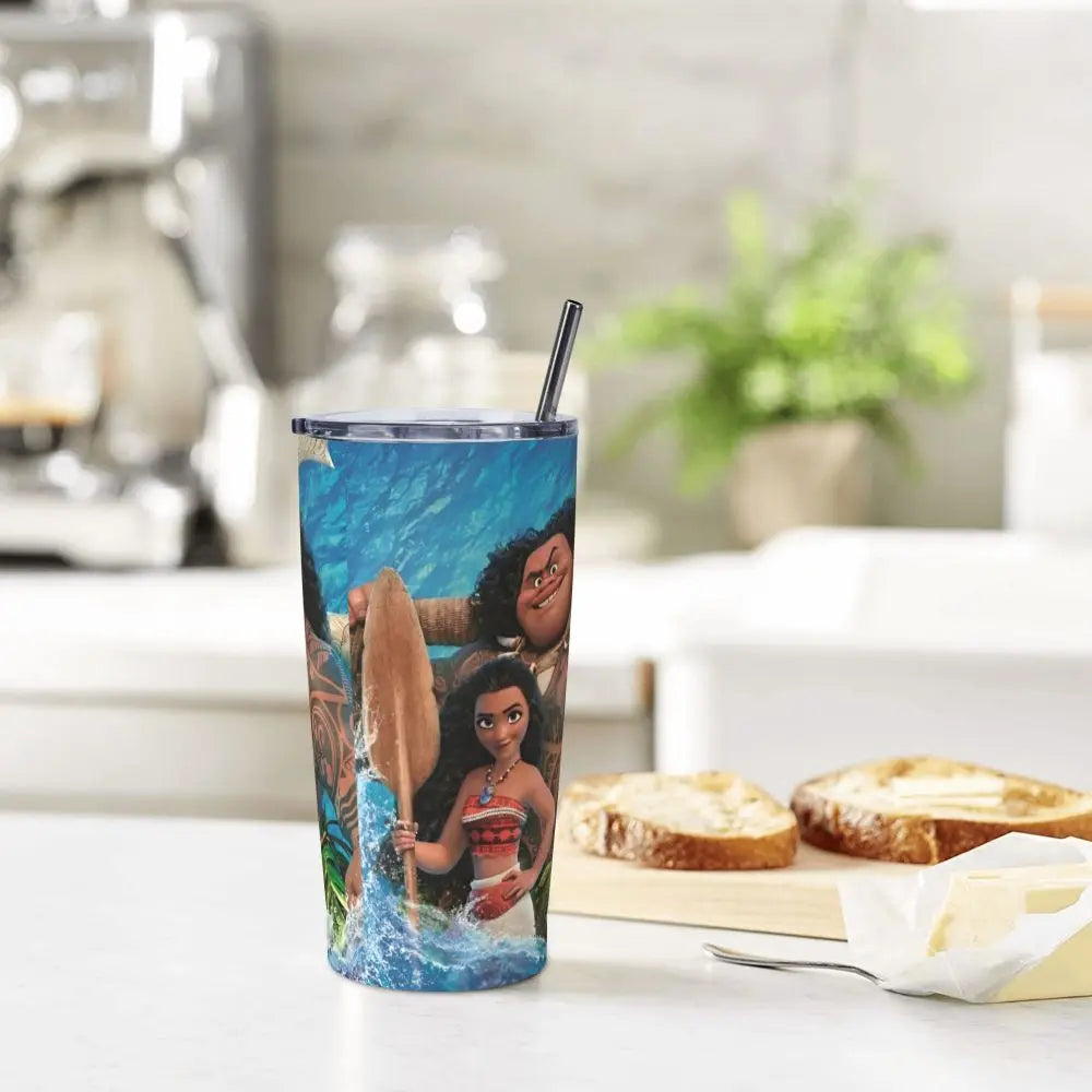 Moana and Pua Cartoon Movie Insulated Tumbler with Straws Stainless Steel Coffee Mugs Double Wall Car Bottle Cups 20oz