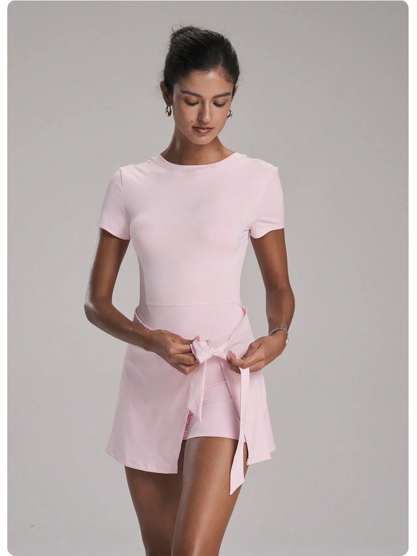 FUBEIKE New Fake Two-Piece Anti-Exposure Tight-Fitting Sports Dress Slimming Strap Casual Fitness Back Yoga Tennis Dress