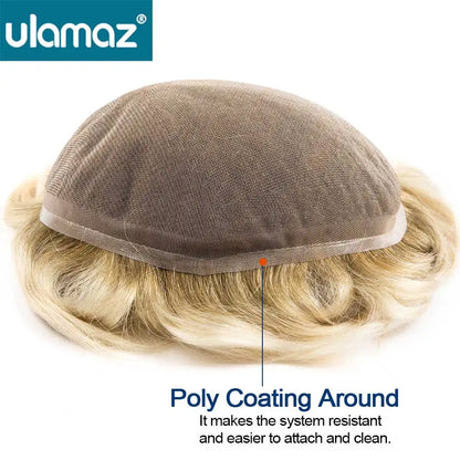 French Lace Wigs for Men Bleach Knots Lace Front Toupee Man Wig Full Lace Male Hair Prosthesis Natural Human Hair Lace Men's Wig