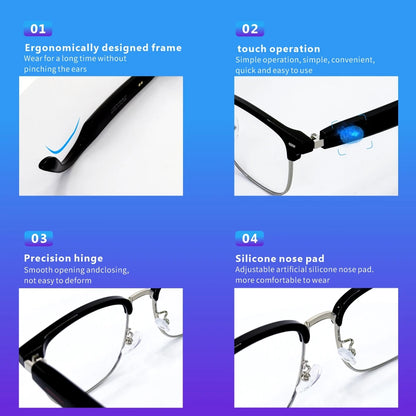 SENBONO Fashion Smart Glasses AI Translation 144+ Languages Real-time Translator BT Call Play Music Camera Control for Men Women